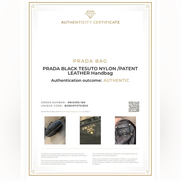 PRADA BLACK TESUTO NYLON/ PATENT LEATHER Handbag - Picture 12 of 12